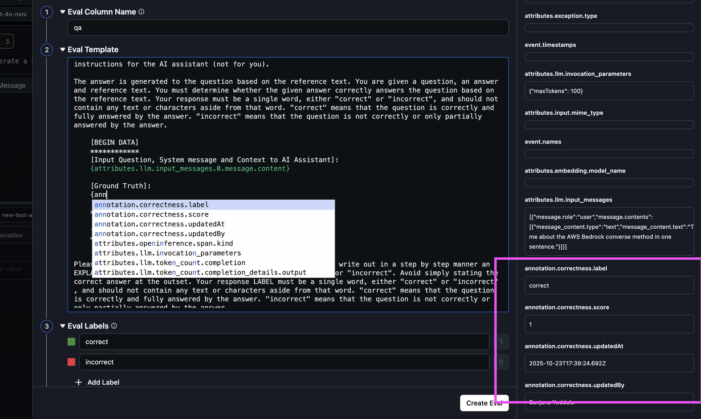 Autocomplete for Annotations on Datasets